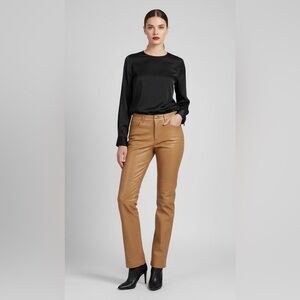 DANIER LEATHER BROWN FLARE PANTS